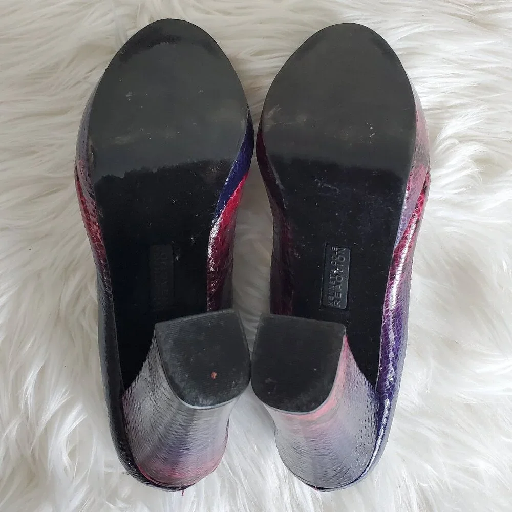 Kenneth Cole Reaction Purple Embossed Snakeskin Block High Heel Shoes SZ 8 - Picture 9 of 13